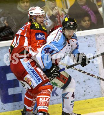EBEL. Eishockey Bundesliga. KAC gegen SAPA Fehervar AV19. PIRMANN Markus (KAC), DURCO Juray (Alba Volan). Klagenfurt, am 3.2.2012.
Foto: Kuess

---
pressefotos, pressefotografie, kuess, qs, qspictures, sport, bild, bilder, bilddatenbank