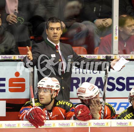 EBEL. Eishockey Bundesliga. KAC gegen HDD TILIA Olimpija Ljubljana. Trainer Manny Viveiros (KAC), (Laibach). Klagenfurt, am 12.2.2012.
Foto: Kuess

---
pressefotos, pressefotografie, kuess, qs, qspictures, sport, bild, bilder, bilddatenbank