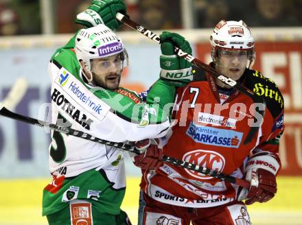EBEL. Eishockey Bundesliga. KAC gegen HDD TILIA Olimpija Ljubljana. Herbert Ratz, (KAC), Scott Hotham  (Laibach). Klagenfurt, am 12.2.2012.
Foto: Kuess

---
pressefotos, pressefotografie, kuess, qs, qspictures, sport, bild, bilder, bilddatenbank