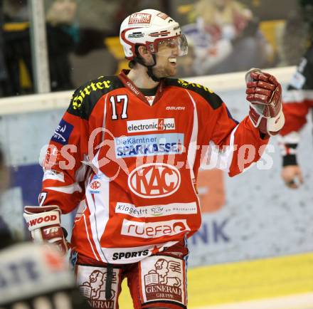 EBEL. Eishockey Bundesliga. KAC gegen HDD TILIA Olimpija Ljubljana. Torjubel HAGER Gregor. Klagenfurt, am 12.2.2012.
Foto: Kuess

---
pressefotos, pressefotografie, kuess, qs, qspictures, sport, bild, bilder, bilddatenbank