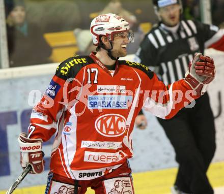 EBEL. Eishockey Bundesliga. KAC gegen HDD TILIA Olimpija Ljubljana. Torjubel HAGER Gregor (KAC), (Laibach). Klagenfurt, am 12.2.2012.
Foto: Kuess

---
pressefotos, pressefotografie, kuess, qs, qspictures, sport, bild, bilder, bilddatenbank