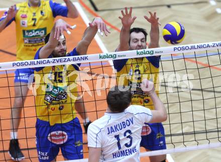 Volleyball. MEVZA. SK Aich/Dob gegen VK Chemes Humenne. Stoyko Nenchev, Andrej Grut (Aich/Dob), (Humenne). Bleiburg, am 15.2.2012.
Foto: Kuess 


---
pressefotos, pressefotografie, kuess, qs, qspictures, sport, bild, bilder, bilddatenbank