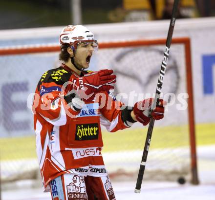 EBEL. Eishockey Bundesliga. KAC gegen EC Red Bull Salzburg. Torjubel Raphael Herburger (KAC). Klagenfurt, am 21.2.2012.
Foto: Kuess

---
pressefotos, pressefotografie, kuess, qs, qspictures, sport, bild, bilder, bilddatenbank