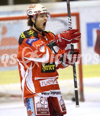 EBEL. Eishockey Bundesliga. KAC gegen EC Red Bull Salzburg. Torjubel Raphael Herburger (KAC). Klagenfurt, am 21.2.2012.
Foto: Kuess

---
pressefotos, pressefotografie, kuess, qs, qspictures, sport, bild, bilder, bilddatenbank