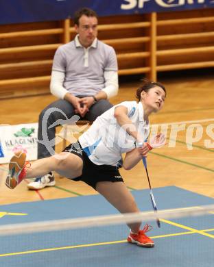 Badminton. ASKOE Kelag Kaernten gegen Pressbaum.  Qi Xuefei. Klagenfurt, 31.3.2012.
Foto: Kuess
---
pressefotos, pressefotografie, kuess, qs, qspictures, sport, bild, bilder, bilddatenbank