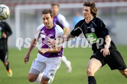 Fussball Regionalliga. SK Austria Klagenfurt gegen Sturm Graz Amateure. 
Marco Reich, (Klagenfurt), Pascal Zisser (Graz). Klagenfurt, 1.4.2012.
Foto: Kuess
---
pressefotos, pressefotografie, kuess, qs, qspictures, sport, bild, bilder, bilddatenbank