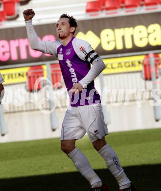 Fussball Regionalliga. SK Austria Klagenfurt gegen Sturm Graz Amateure. 
Torjubel Matthias Dollinger (Klagenfurt). Klagenfurt, 1.4.2012.
Foto: Kuess
---
pressefotos, pressefotografie, kuess, qs, qspictures, sport, bild, bilder, bilddatenbank