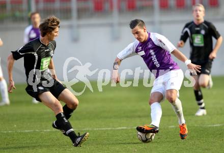 Fussball Regionalliga. SK Austria Klagenfurt gegen Sturm Graz Amateure. 
Sandro Gotal,  (Klagenfurt), Pascal Zisser (Graz). Klagenfurt, 1.4.2012.
Foto: Kuess
---
pressefotos, pressefotografie, kuess, qs, qspictures, sport, bild, bilder, bilddatenbank