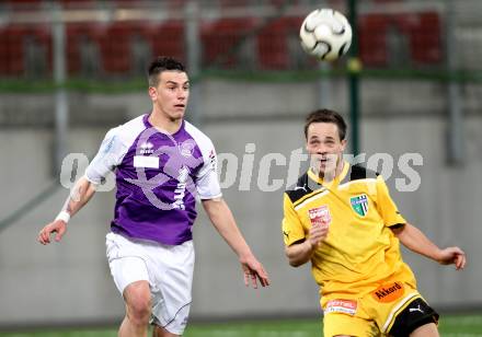 Fussball Regionalliga. SK Austria Klagenfurt gegen FC Gratkorn. Sandro Gotal, (Klagenfurt), Oliver Schoepf (Gratkorn).  Klagenfurt, 13.4.2012
Foto: Kuess

---
pressefotos, pressefotografie, kuess, qs, qspictures, sport, bild, bilder, bilddatenbank