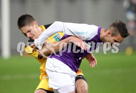 Fussball Regionalliga. SK Austria Klagenfurt gegen FC Gratkorn. Toni Krijan,  (Klagenfurt), Mateo Kasalo (Gratkorn).  Klagenfurt, 13.4.2012
Foto: Kuess

---
pressefotos, pressefotografie, kuess, qs, qspictures, sport, bild, bilder, bilddatenbank