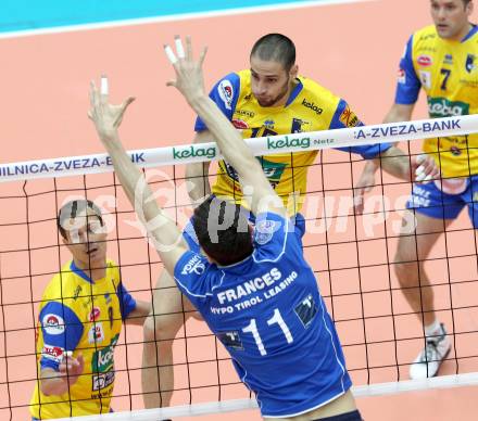 Volleyball. MEVZA. SK Aich/Dob gegen Hypo Tirol Volleyballteam. Stoyko Nenchev, Rok Satler (Aich/Dob). Bleiburg, am 12.4.2012.
Foto: Kuess 


---
pressefotos, pressefotografie, kuess, qs, qspictures, sport, bild, bilder, bilddatenbank