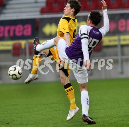 Fussball Regionalliga. SK Austria Klagenfurt gegen FC Gratkorn. Dollinger Matthias (K) (Klagenfurt), Klicnik Marc (Gratkorn).  Klagenfurt, 13.4.2012
Foto: Kuess

---
pressefotos, pressefotografie, kuess, qs, qspictures, sport, bild, bilder, bilddatenbank