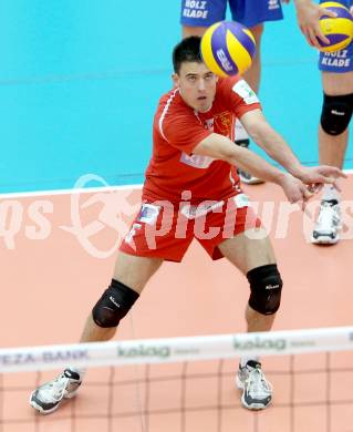 Volleyball. MEVZA. SK Aich/Dob gegen Hypo Tirol Volleyballteam. Jure Ivartnik (Aich/Dob). Bleiburg, am 12.4.2012.
Foto: Kuess 


---
pressefotos, pressefotografie, kuess, qs, qspictures, sport, bild, bilder, bilddatenbank
