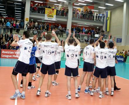 Volleyball. MEVZA. SK Aich/Dob gegen Hypo Tirol Volleyballteam. Jubel   (Tirol). Bleiburg, am 16.4.2012.
Foto: Kuess 


---
pressefotos, pressefotografie, kuess, qs, qspictures, sport, bild, bilder, bilddatenbank