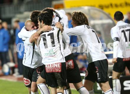 Fussball. Erste Liga.  WAC/St. Andrae gegen FC Lustenau. Torjubel WAC. Wolfsberg, 17.4.2012. 
Foto: Kuess

---
pressefotos, pressefotografie, kuess, qs, qspictures, sport, bild, bilder, bilddatenbank