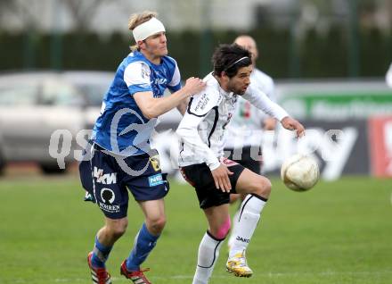 Fussball. Erste Liga.  WAC/St. Andrae gegen FC Lustenau. Jacobo, (WAC), Christoph Buchner (Lustenau). Wolfsberg, 17.4.2012. 
Foto: Kuess

---
pressefotos, pressefotografie, kuess, qs, qspictures, sport, bild, bilder, bilddatenbank