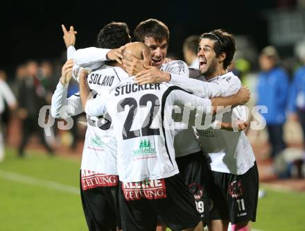 Fussball. Erste Liga.  WAC/St. Andrae gegen FC Lustenau. Torjubel WAC. Wolfsberg, 17.4.2012. 
Foto: Kuess

---
pressefotos, pressefotografie, kuess, qs, qspictures, sport, bild, bilder, bilddatenbank