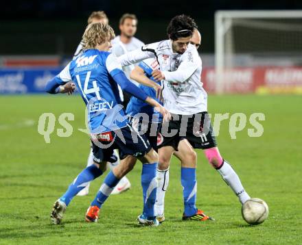 Fussball. Erste Liga.  WAC/St. Andrae gegen FC Lustenau. Jacobo,  (WAC), Andrei Lebedzeu (Lustenau). Wolfsberg, 17.4.2012. 
Foto: Kuess

---
pressefotos, pressefotografie, kuess, qs, qspictures, sport, bild, bilder, bilddatenbank