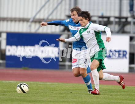 Fussball Regionalliga. VSV gegen DSV Leoben. Stefan Friessnegger,  (VSV), Martin Petkov (Leoben). Villach, 20.4.2012.
Fotos: Kuess
---
pressefotos, pressefotografie, kuess, qs, qspictures, sport, bild, bilder, bilddatenbank