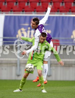 Fussball Regionalliga. SK Austria Klagenfurt gegen Wels FC. Toni Krijan, (Austria Klagenfurt), Milan Koprivarov (Wels FC).  Klagenfurt, 25.4.2012
Foto: Kuess

---
pressefotos, pressefotografie, kuess, qs, qspictures, sport, bild, bilder, bilddatenbank