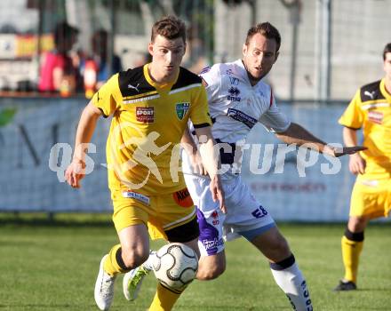 Fussball Regionalliga. SAK gegen FC Gratkorn. Florian Oberrisser, (SAK), Oliver Wohlmuth (Gratkorn). Klagenfurt, 27.4.2012.
Foto: Kuess
---
pressefotos, pressefotografie, kuess, qs, qspictures, sport, bild, bilder, bilddatenbank