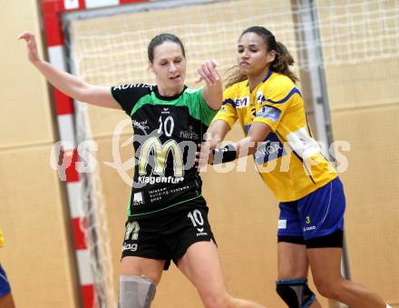 Handball WHA Women Handball League. SG Witasek Kaernten gegen HYPO Niederoesterreich 1. Hanna Stsiapanava, (Kaernten), Do Nascimento Martinez Alex (NOE). Feldkirchen, 1.5.2012.
Foto: Kuess
---
pressefotos, pressefotografie, kuess, qs, qspictures, sport, bild, bilder, bilddatenbank