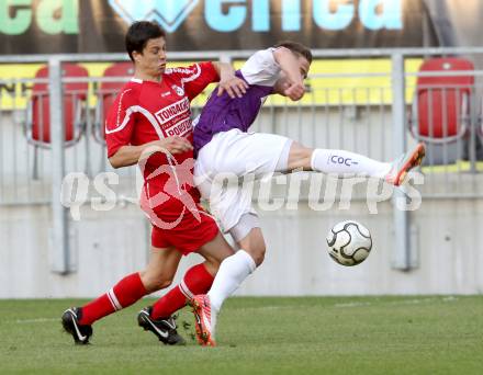 Fussball Regionalliga. SK Austria Klagenfurt gegen Gleinstaetten. Martin Salentinig, (Austria Klagenfurt), Igor Hajduk (Gleinstaetten).  Klagenfurt, 15.5.2012
Foto: Kuess

---
pressefotos, pressefotografie, kuess, qs, qspictures, sport, bild, bilder, bilddatenbank