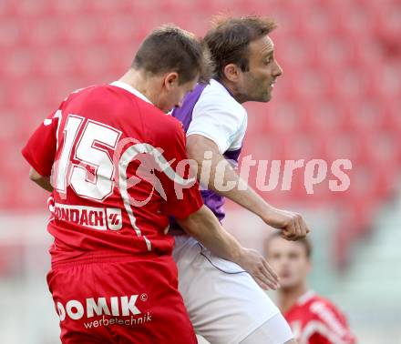 Fussball Regionalliga. SK Austria Klagenfurt gegen Gleinstaetten. Marco Reich, (Austria Klagenfurt), Lukas Goetz (Gleinstaetten).  Klagenfurt, 15.5.2012
Foto: Kuess

---
pressefotos, pressefotografie, kuess, qs, qspictures, sport, bild, bilder, bilddatenbank