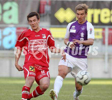 Fussball Regionalliga. SK Austria Klagenfurt gegen Gleinstaetten. Peter Pucker, (Austria Klagenfurt), Jakob Faerber (Gleinstaetten).  Klagenfurt, 15.5.2012
Foto: Kuess

---
pressefotos, pressefotografie, kuess, qs, qspictures, sport, bild, bilder, bilddatenbank