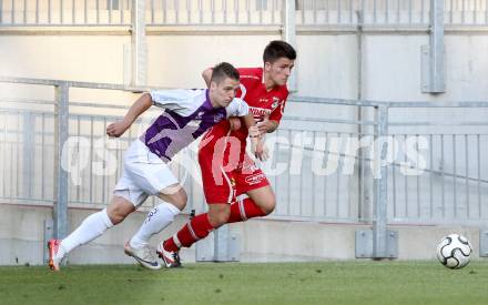 Fussball Regionalliga. SK Austria Klagenfurt gegen Gleinstaetten. Martin Salentinig, (Austria Klagenfurt), Ervin Bevab (Gleinstaetten).  Klagenfurt, 15.5.2012
Foto: Kuess

---
pressefotos, pressefotografie, kuess, qs, qspictures, sport, bild, bilder, bilddatenbank