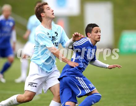Fussball Kaerntner Liga. St. Veit gegen Treibach. Ernst Komarek,  (St. Veit), Enes Brdjanovic (Treibach). St. Veit, am 16.5.2012.
Foto: Kuess
---
pressefotos, pressefotografie, kuess, qs, qspictures, sport, bild, bilder, bilddatenbank