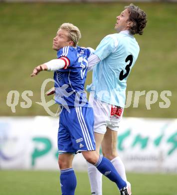 Fussball Kaerntner Liga. St. Veit gegen Treibach. Guenther Scheucher, (St. Veit), Alexander Lessnigg (Treibach). St. Veit, am 16.5.2012.
Foto: Kuess
---
pressefotos, pressefotografie, kuess, qs, qspictures, sport, bild, bilder, bilddatenbank
