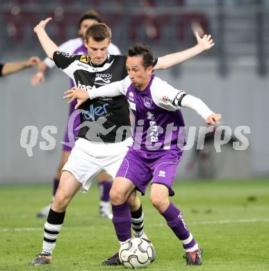 Fussball Regionalliga. SK Austria Klagenfurt gegen Allerheiligen. Matthias Dollinger, (Austria Klagenfurt), Marko Kocever  (Allerheiligen).  Klagenfurt, 24.5.2012
Foto: Kuess

---
pressefotos, pressefotografie, kuess, qs, qspictures, sport, bild, bilder, bilddatenbank