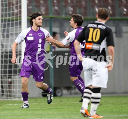 Fussball Regionalliga. SK Austria Klagenfurt gegen Allerheiligen. Torjubel Alen Skoro, Christian Sablatnig (Austria Klagenfurt).  Klagenfurt, 24.5.2012
Foto: Kuess

---
pressefotos, pressefotografie, kuess, qs, qspictures, sport, bild, bilder, bilddatenbank