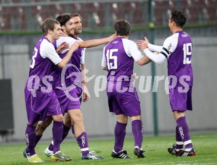 Fussball Regionalliga. SK Austria Klagenfurt gegen Allerheiligen. Torjubel Austria.  Klagenfurt, 24.5.2012
Foto: Kuess

---
pressefotos, pressefotografie, kuess, qs, qspictures, sport, bild, bilder, bilddatenbank
