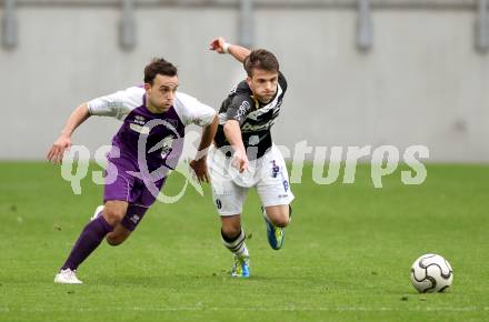 Fussball Regionalliga. SK Austria Klagenfurt gegen Allerheiligen. Alexander Percher, (Austria Klagenfurt), Darko Vasic (Allerheiligen).  Klagenfurt, 24.5.2012
Foto: Kuess

---
pressefotos, pressefotografie, kuess, qs, qspictures, sport, bild, bilder, bilddatenbank