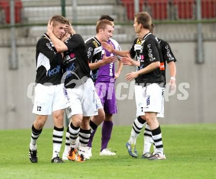 Fussball Regionalliga. SK Austria Klagenfurt gegen Allerheiligen. Torjubel Allerheiligen.  Klagenfurt, 24.5.2012
Foto: Kuess

---
pressefotos, pressefotografie, kuess, qs, qspictures, sport, bild, bilder, bilddatenbank