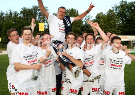 Fussball Kaerntner Liga. ATSV Wolfsberg gegen Feldkirchen SV. Jubel Micheu Robert  (Feldkirchen).  Wolfsberg 8.6.2012
Foto: Kuess

---
pressefotos, pressefotografie, kuess, qs, qspictures, sport, bild, bilder, bilddatenbank