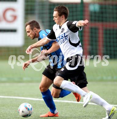 Fussball Kaerntner Liga. Spittal/Drau gegem Drautal. Thomas Lagler,   (Spittal), Halid Hasanivic, (Drautal).  Spittal 8.6.2012
Foto: Kuess

---
pressefotos, pressefotografie, kuess, qs, qspictures, sport, bild, bilder, bilddatenbank