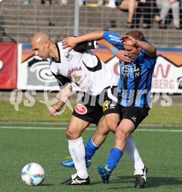 Fussball Kaerntner Liga. Spittal/Drau gegem Drautal. Senad Tiganj, (Spittal),  Rene Kofler  (Drautal).  Spittal 8.6.2012
Foto: Kuess

---
pressefotos, pressefotografie, kuess, qs, qspictures, sport, bild, bilder, bilddatenbank