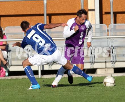 Fussball. Freundschaftsspiel. WAC/St. Andrae gegen SK Austria Klagenfurt. Ruben Rivera, (WAC), Matthias Dollinger  (Klagenfurt). Klagenfurt, 16.6.2012.
Foto: Kuess

---
pressefotos, pressefotografie, kuess, qs, qspictures, sport, bild, bilder, bilddatenbank