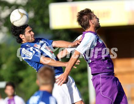 Fussball. Freundschaftsspiel. WAC/St. Andrae gegen SK Austria Klagenfurt. Michele Polverino,  (WAC), Boris Huettenbrenner (Klagenfurt). Klagenfurt, 16.6.2012.
Foto: Kuess

---
pressefotos, pressefotografie, kuess, qs, qspictures, sport, bild, bilder, bilddatenbank