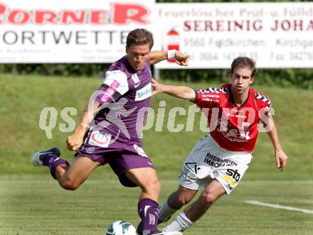 Fussball Bundesliga. Testspiel. SV Feldkirchen gegen Austria Wien. David Hebenstreit (Feldkirchen), Marko Stankovic (Austria Wien). Feldkirchen, am 30.6.2012.
Foto: Kuess

---
pressefotos, pressefotografie, kuess, qs, qspictures, sport, bild, bilder, bilddatenbank