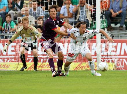 Fussball. Bundesliga. RZ Pellets WAC gegen FK Austria Wien. Dario Baldauf, Christian Dobnik, (WAC), Roland Linz  (Wien). Wolfsberg, 25.7.2012.
Foto: Kuess


---
pressefotos, pressefotografie, kuess, qs, qspictures, sport, bild, bilder, bilddatenbank