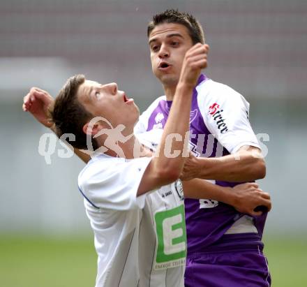 Fussball Regionalliga. SK Austria Klagenfurt gegen Sturm Graz Amateure. Siegfried Rasswalder, (Klagenfurt), Joerg Jauk  (Graz). Klagenfurt, 10.8.2012.
Foto: Kuess


---
pressefotos, pressefotografie, kuess, qs, qspictures, sport, bild, bilder, bilddatenbank
