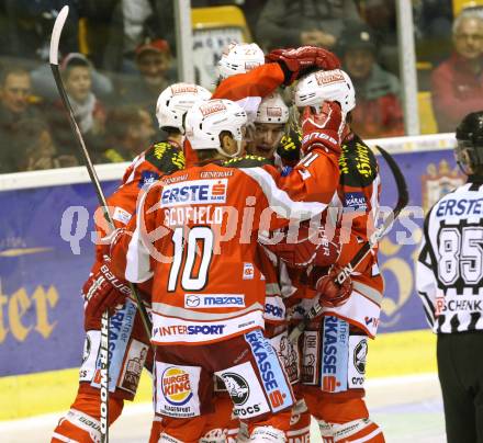 EBEL. Eishockey Bundesliga. EC KAC gegen SAPA Fehervar AV19.  Torjubel (KAC). Klagenfurt, am 28.9.2012.
Foto: Kuess 


---
pressefotos, pressefotografie, kuess, qs, qspictures, sport, bild, bilder, bilddatenbank