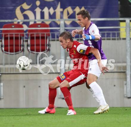 Fussball OEFB Cup. SK Austria Klagenfurt gegen FC Admira Wacker Moedling. Christoph Mattes, (Austria), Benjamin Freudenthaler  (Admira). Klagenfurt, am 25.9.2012.
Foto: Kuess
---
pressefotos, pressefotografie, kuess, qs, qspictures, sport, bild, bilder, bilddatenbank