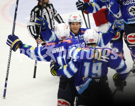 EBEL. Eishockey Bundesligal. EC VSV gegen EC Red Bull Salzburg. Torjubel (VSV). Villach, am 5.10.2012.
Foto: Kuess 


---
pressefotos, pressefotografie, kuess, qs, qspictures, sport, bild, bilder, bilddatenbank