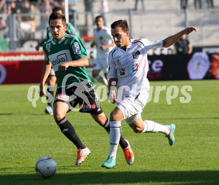 Fussball. Bundesliga. RZ Pellets WAC gegen SV Josko Ried. Michael Liendl,  (WAC), Anel Hadzic (Ried). Wolfsberg, 6.10.2012.
Foto: Kuess

---
pressefotos, pressefotografie, kuess, qs, qspictures, sport, bild, bilder, bilddatenbank