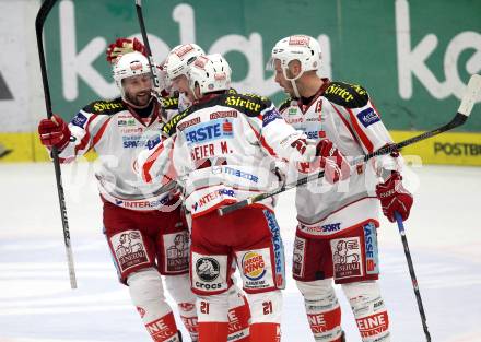 EBEL. Eishockey Bundesligal. EC VSV gegen KAC.  Torjubel Manuel Geier, Markus Pirmann, Johannes Kirisits, Sam Gagner (KAC). Villach, am 26.10.2012.
Foto: Kuess 


---
pressefotos, pressefotografie, kuess, qs, qspictures, sport, bild, bilder, bilddatenbank